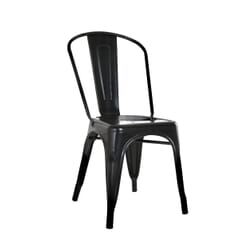 Black Steel Eiffel Stackable Restaurant Chair with Arched Metal Backrest