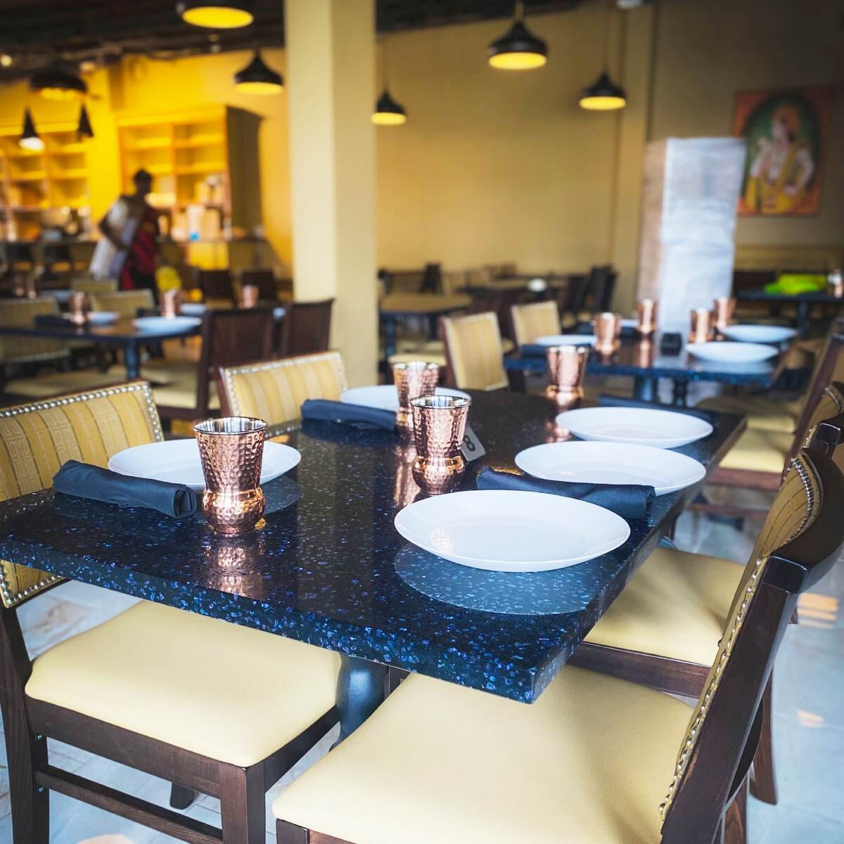 Quartz Restaurant Table Top In Blue Galaxy