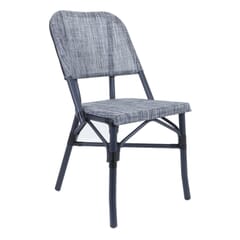 Stackable Powder Coated Aluminum Chair with Textilene Gray Seat and Back in Charcoal