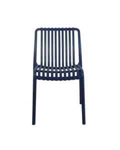 Stackable Outdoor Resin Chair with Striped Seat and Back in Blue