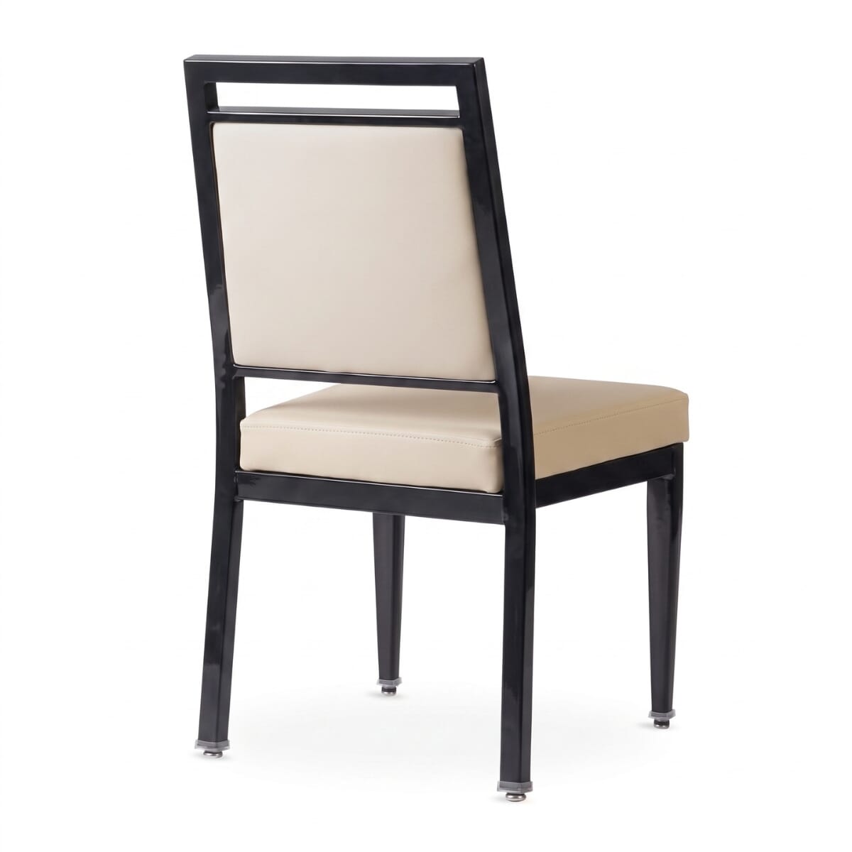 Atticus Quick Ship Steel Stackable Banquet Chair in Black with Beige Vinyl Upholstery