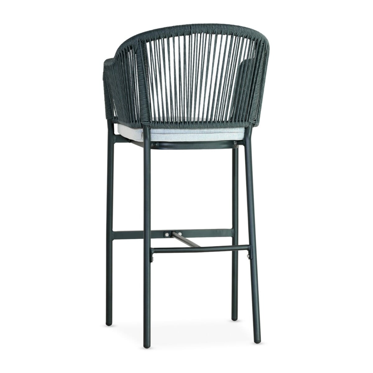 Brezza Outdoor Rope Restaurant Bar Stool with Gray Seat and Back