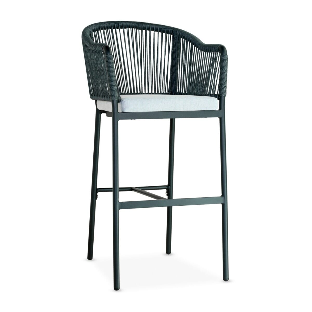 Brezza Outdoor Rope Restaurant Bar Stool with Gray Seat and Back