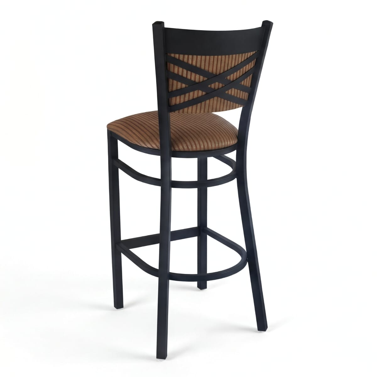 Cross-back Fully Upholstered Metal Bar Stool