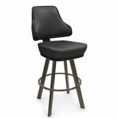 Classic Black Vinyl Restaurant Bar Stool with Large Rust Frame