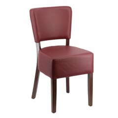 Fully Upholstered Faux-Leather Commercial Dining Chair In Burgundy Vinyl 