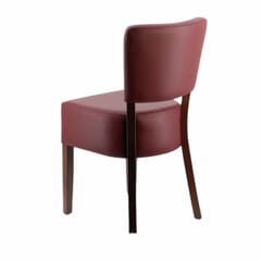 Fully Upholstered Faux-Leather Commercial Dining Chair In Espresso Frame & Burgundy Vinyl