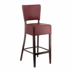 Fully Upholstered Faux-Leather Commercial Dining Bar Stool In Burgundy Vinyl 