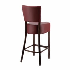 Fully Upholstered Faux-Leather Commercial Dining Bar Stool In Burgundy Vinyl 