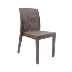 Curved-Back Cappuccino Wicker Look Resin Chair
