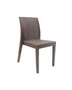 Square-Back Synthetic Wicker Outdoor Restaurant Chair with Arms  (Front)