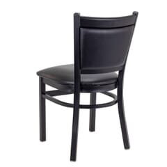 Quick-Ship Black Steel Restaurant Chair with Black Vinyl