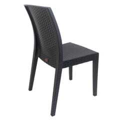 Curved-Back Charcoal Wicker Look Resin Chair