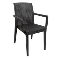 Curved-Back Charcoal Wicker look Chair with Arms