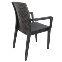 Curved-Back Charcoal Wicker look Chair with Arms