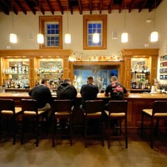 Collin European Beech Wood Restaurant Bar Stool in Walnut