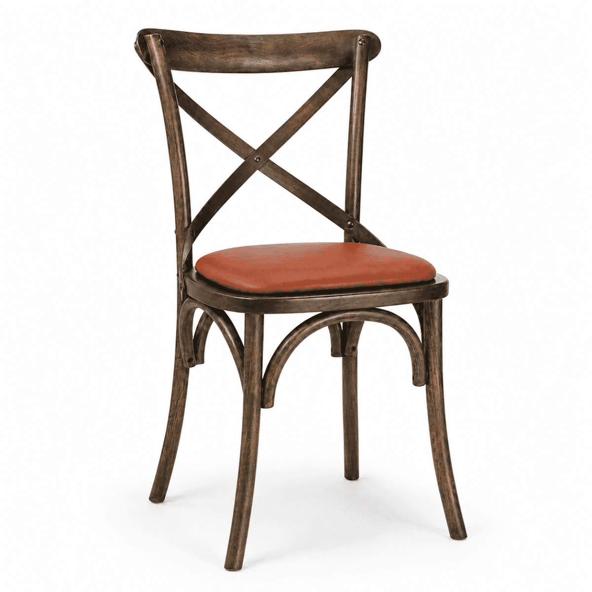 Cross-Back Commercial Chair in Antique Ash Wood with Walnut Finish