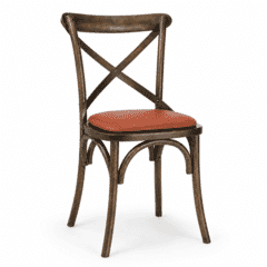 Cross-Back Commercial Chair in Antique Ash Wood with Walnut Finish