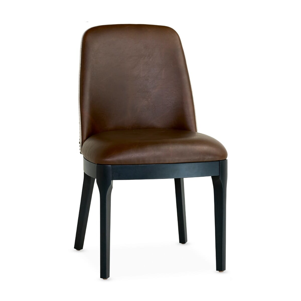 Custom Fully Upholstered Townsend Solid Wood Restaurant Chair in Black with Nailhead Trim