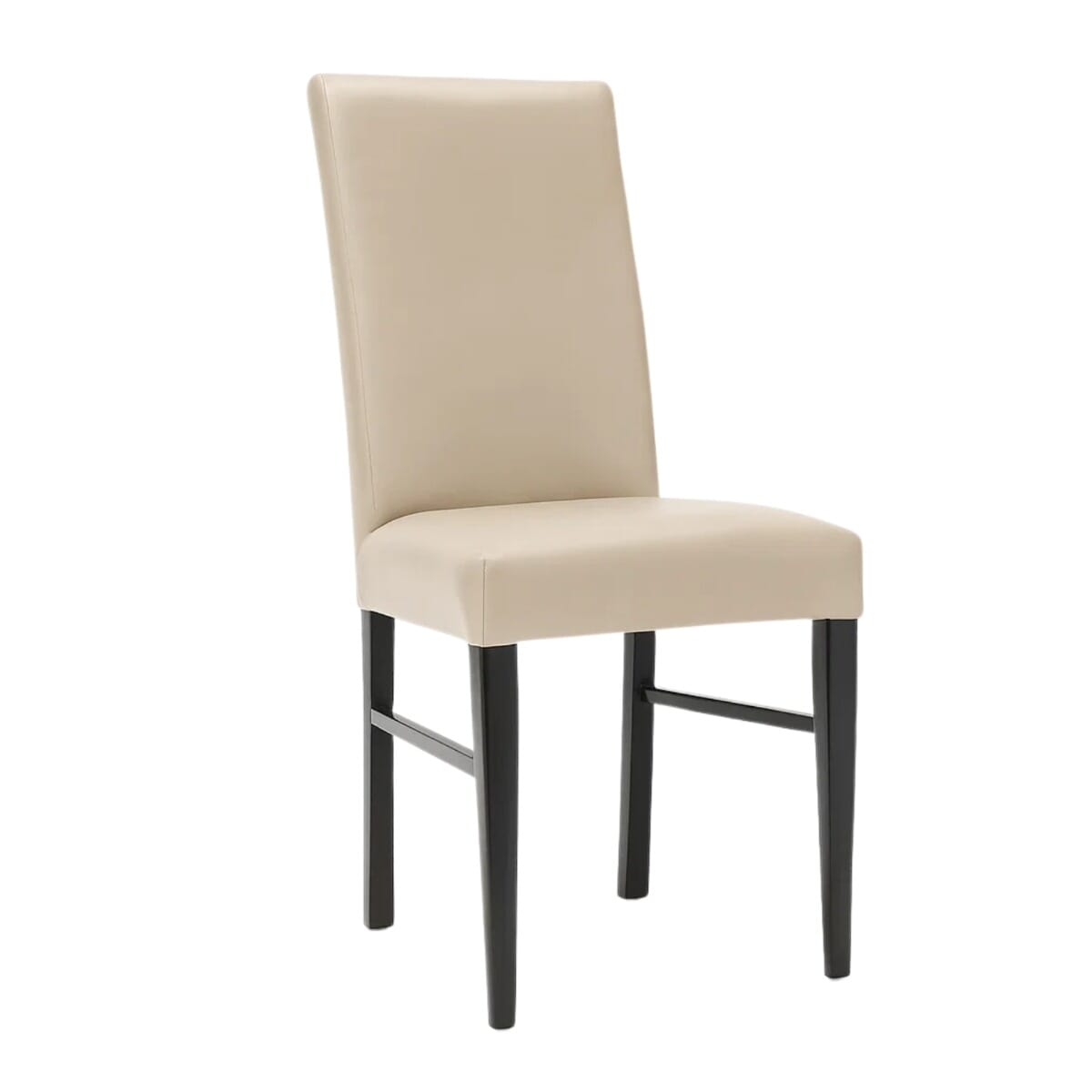 Custom Fully Upholstered Wood Look Metal Restaurant Chair in Walnut