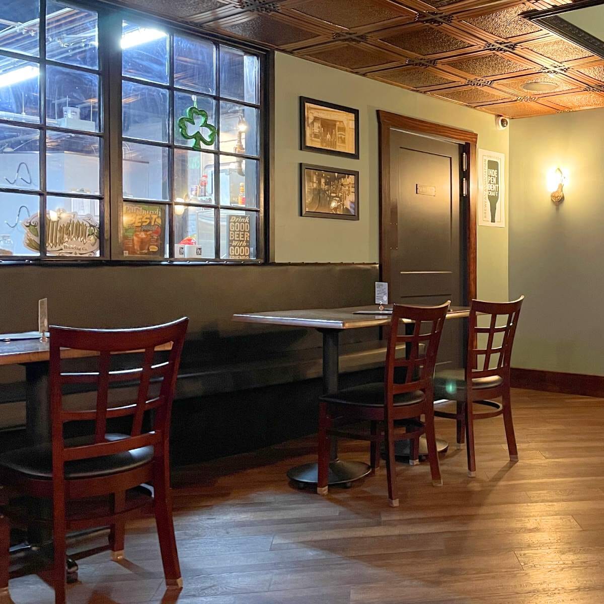 Dark Mahogany Wood Lattice-Back Restaurant Chair