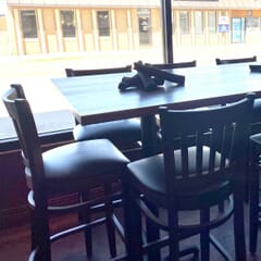 Dark Mahogany Wood Vertical-Back Commercial Bar Stool