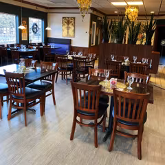 Dark Mahogany Wood Vertical Slat-Back Restaurant Chair