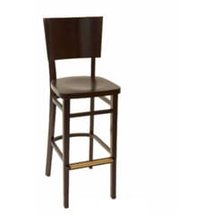 Deco Walnut Wood Commercial Bar Stool with Wood Back and Seat