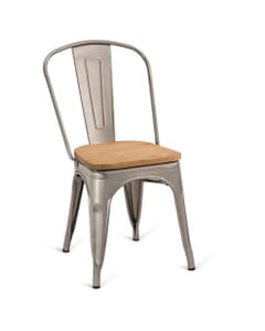 Distressed Clear Steel Eiffel Restaurant Chair with Arched Metal Backrest