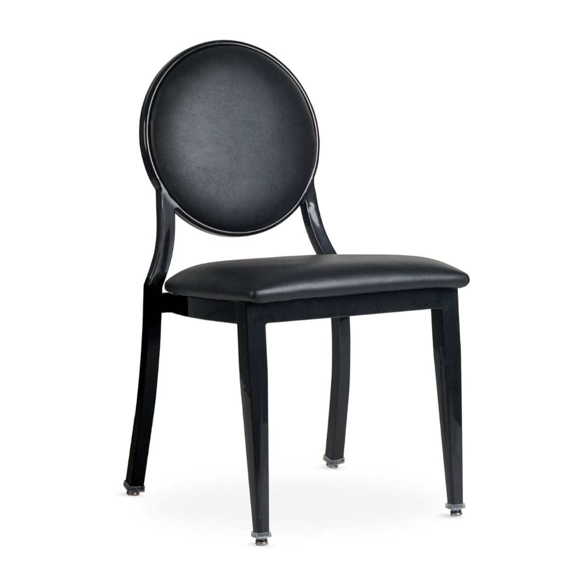 Elio Quickship Steel Stackable Banquet Chair in Black with Vinyl Upholstery
