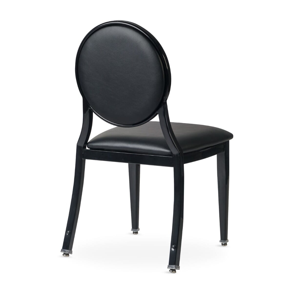 Elio Quickship Steel Stackable Banquet Chair in Black with Vinyl Upholstery