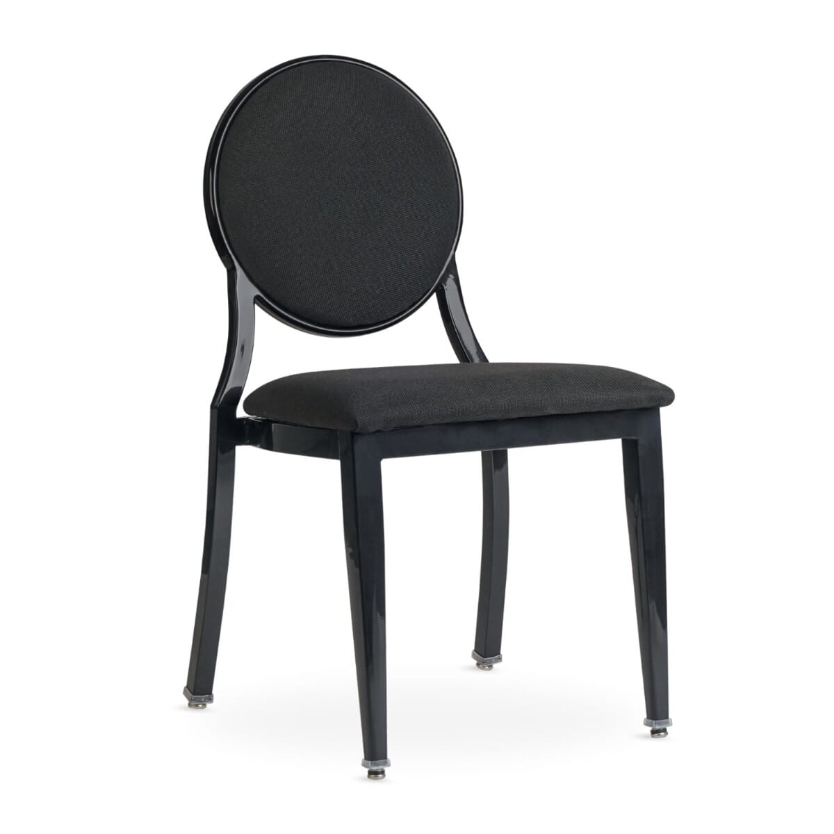 Elio Quickship Steel Stackable Banquet Chair in Black with Fabric Upholstery