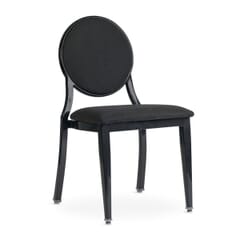 Elio Quickship Steel Stackable Banquet Chair in Black with Fabric Upholstery