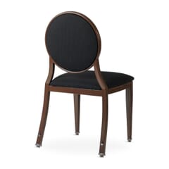Elio Quickship Steel Stackable Banquet Chair in Walnut with Black Fabric Upholstery