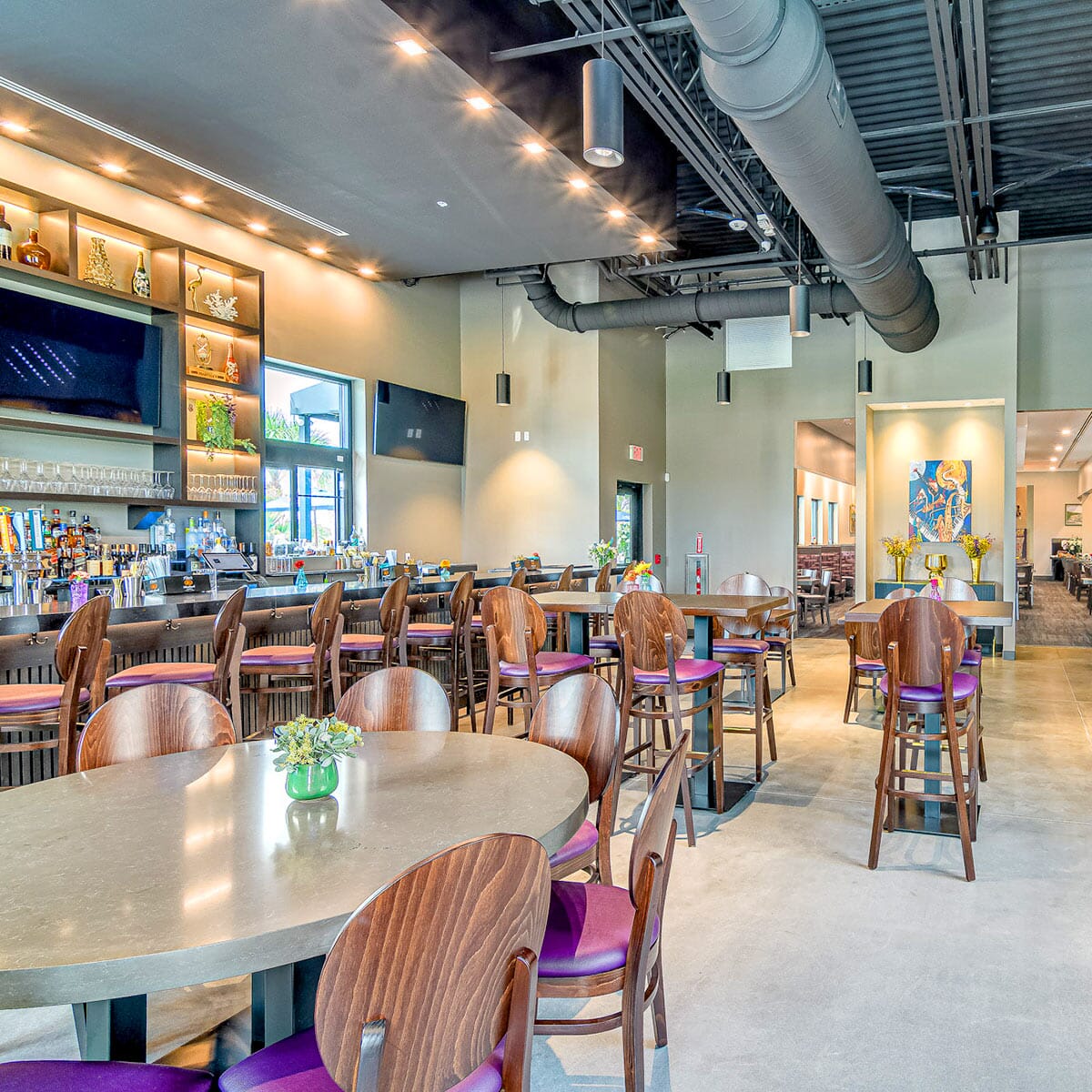 Espresso Wood Round Back Restaurant Bar Stool with Upholstered Seat