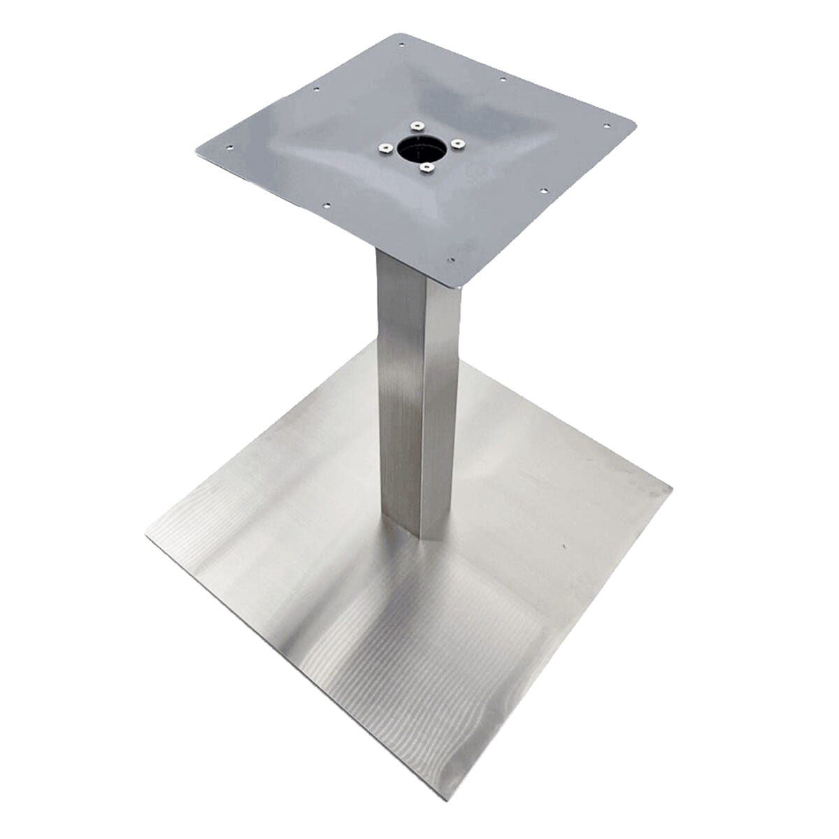Contemporary Indoor/Outdoor Brushed Stainless Steel Table Base With Umbrella Hole (18