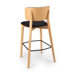 Ezra Solid Wood Fully Upholstered Restaurant Bar Stool in Natural
