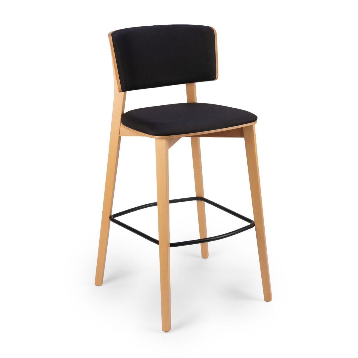 Ezra Solid Wood Fully Upholstered Restaurant Bar Stool in Natural