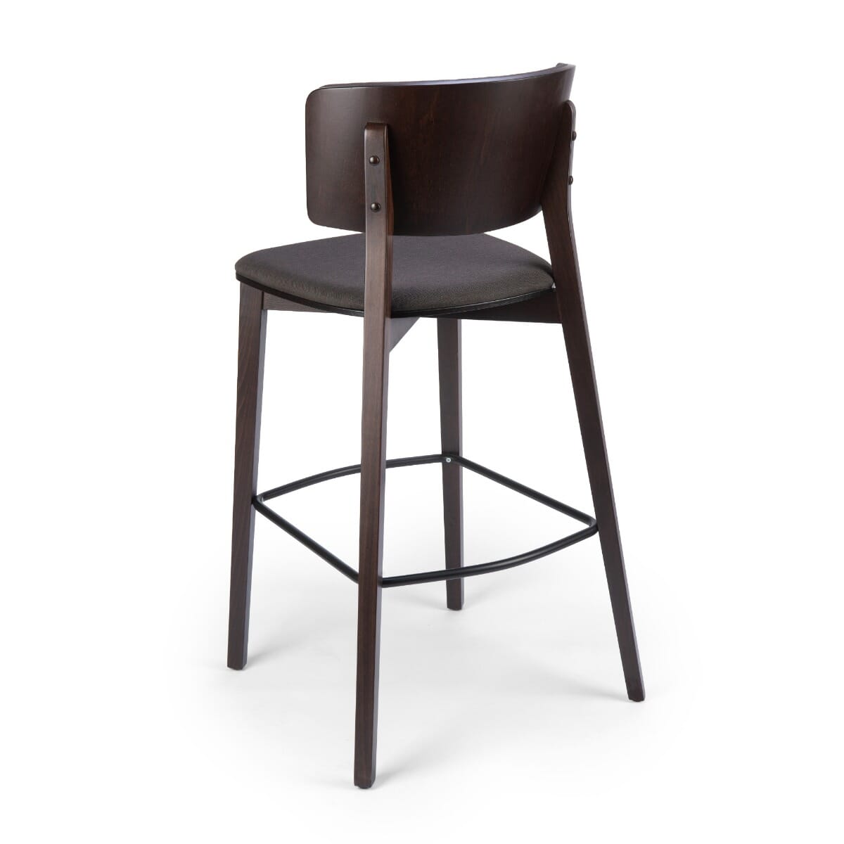 Ezra Solid Wood Fully Upholstered Restaurant Bar Stool in Walnut
