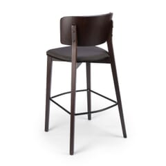 Ezra Solid Wood Fully Upholstered Restaurant Bar Stool in Walnut