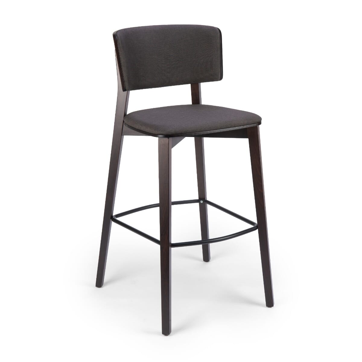Ezra Solid Wood Fully Upholstered Restaurant Bar Stool in Walnut
