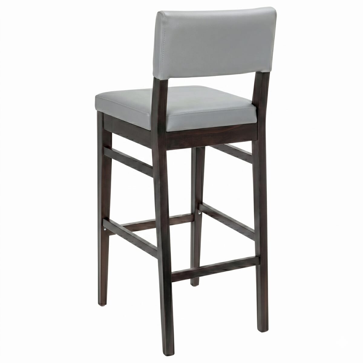 Fully Upholstered Espresso Wood Square Back Bar Stool