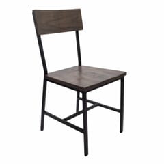 Oak Wood Restaurant Chair with Black Industrial Steel Frame