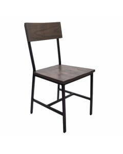 American Red Oak Wood Industrial Steel Frame Restaurant Chair (Front)