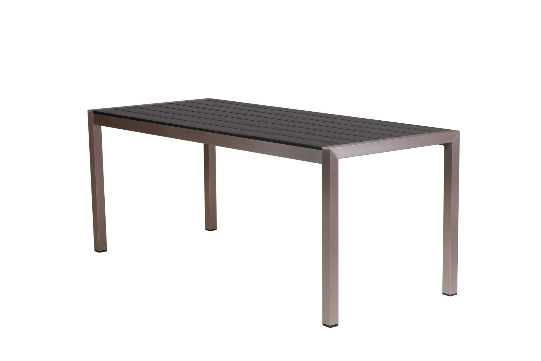 Outdoor Aluminum Restaurant Table with Black Synthetic Teak Wood Slats