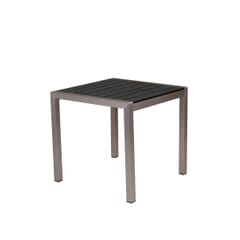 Outdoor Aluminum Restaurant Table with Black Synthetic Teak Wood Slats