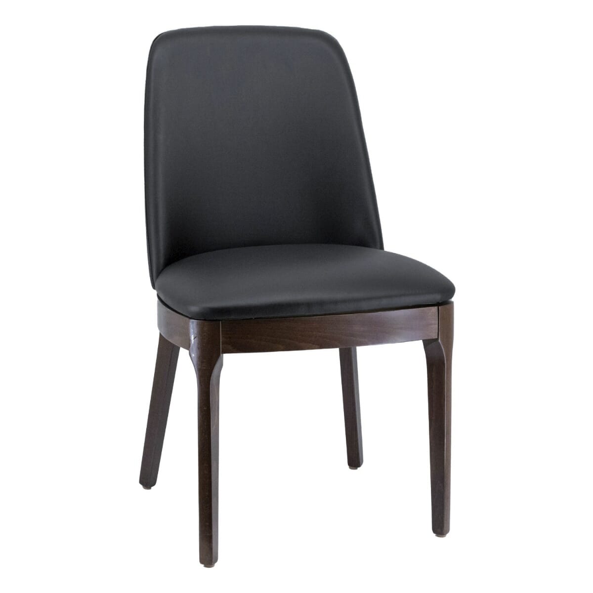 Fully Upholstered Townsend Solid Wood Restaurant Chair in Black Vinyl