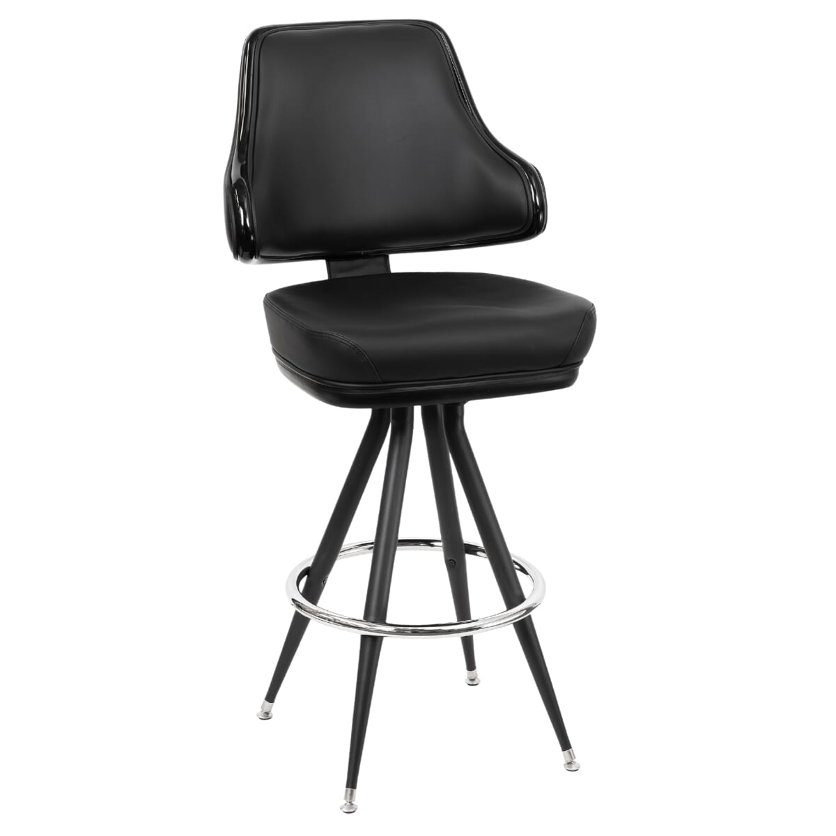 Bucket Bar Stool for Restaurant and Home with Vintage Black Frame and Black Vinyl