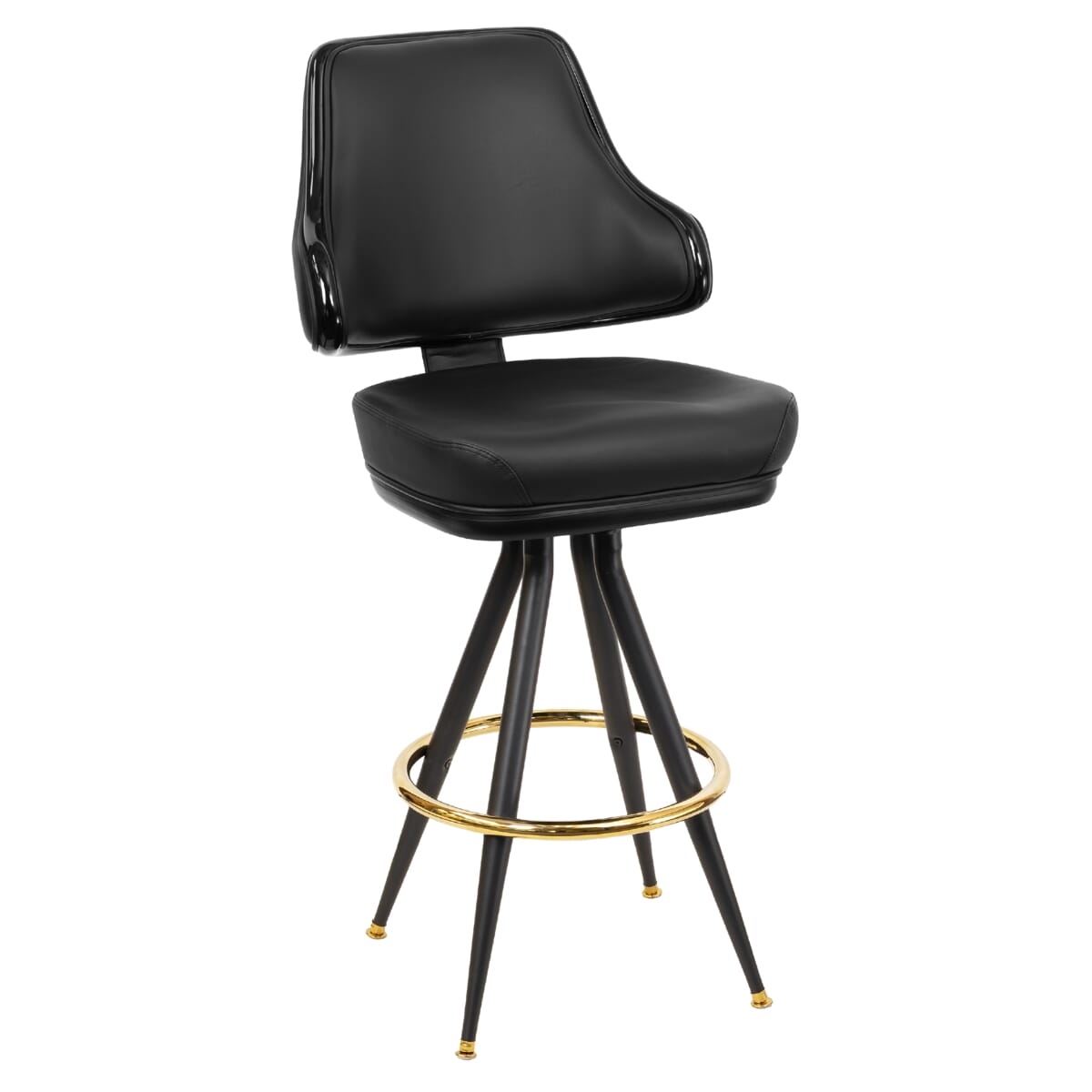 Bucket Bar Stool for Restaurant and Home with Vintage Black Frame and Black Vinyl