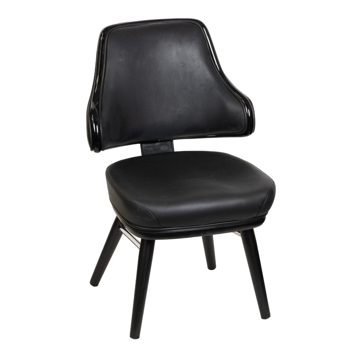 Classic Bucket Chair for Restaurant and Home with Square Black Frame and Black Vinyl